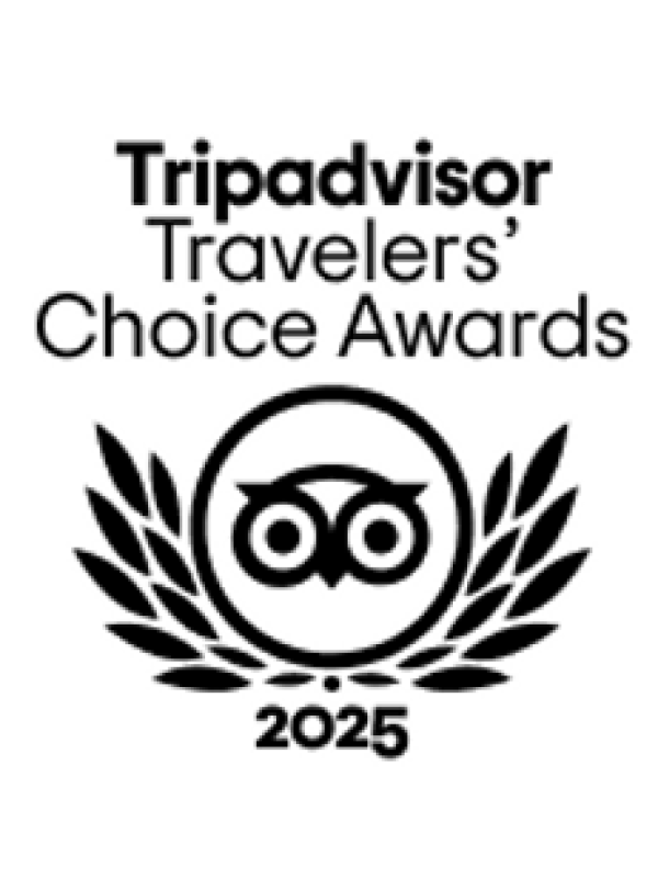 Tripadvisor Travelers' Choice Awards 2025 logo with owl and laurel wreath.